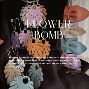 Colorful Flower Earrings and Bracelet Set